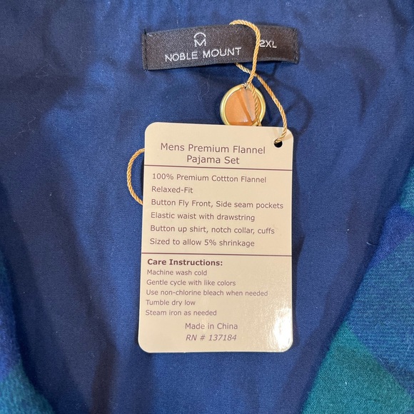 Royal Mount Flannel Pajamas Set Men’s 2XL Blue Green Checkered Button down top - Picture 6 of 14